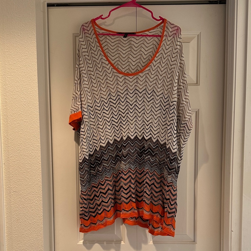 BCBGMaxAzria Chevron Top with Orange Trim